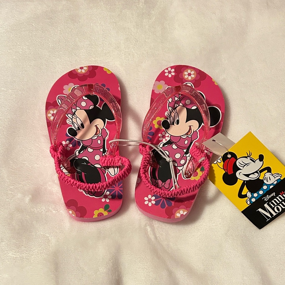 Disney Minnie Mouse Pink Floral Kids Sandals